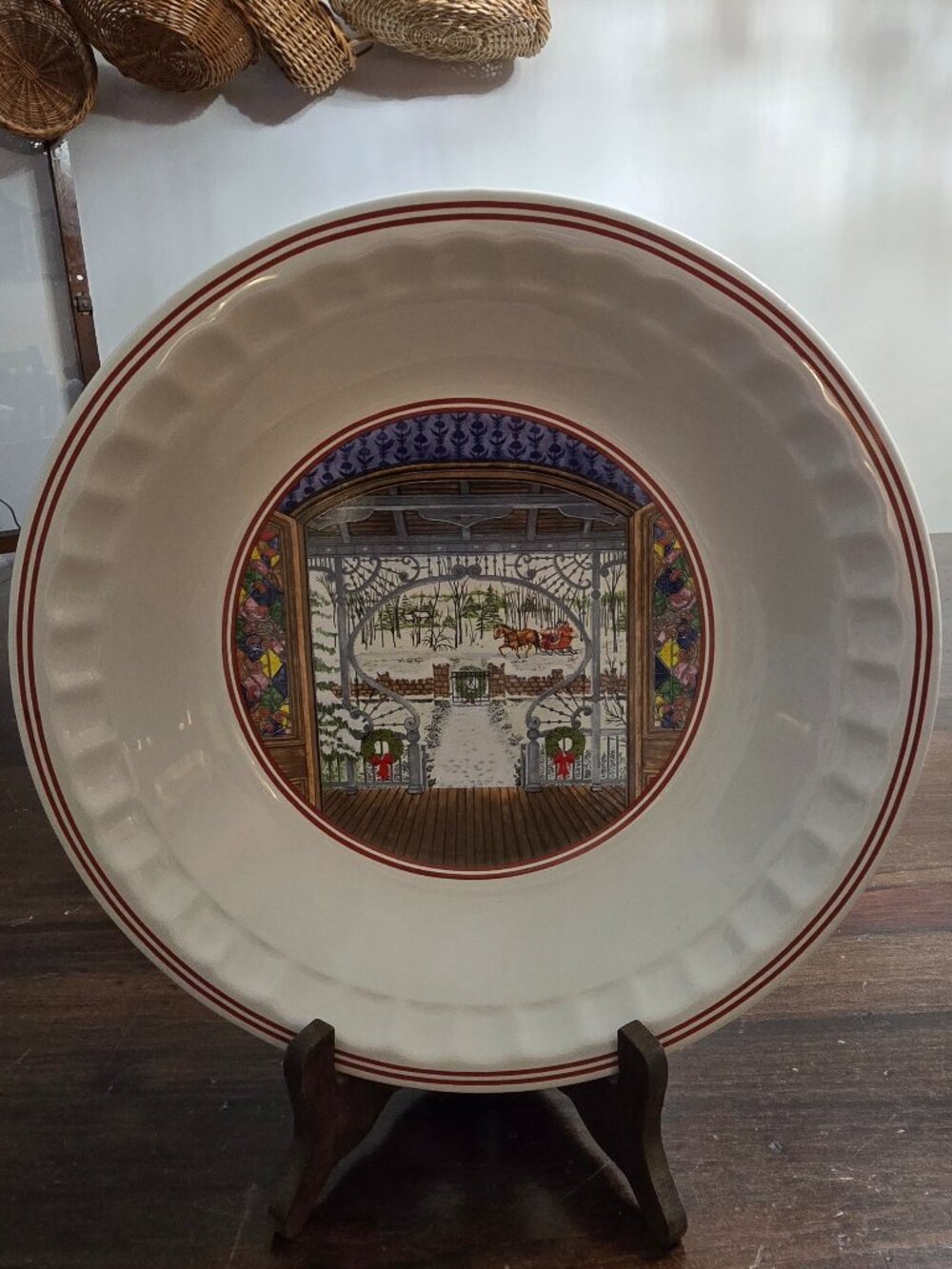 Vintage 1989 Watkins Country Kids Fireside French Apple Pie Plate Deep Dish 11"